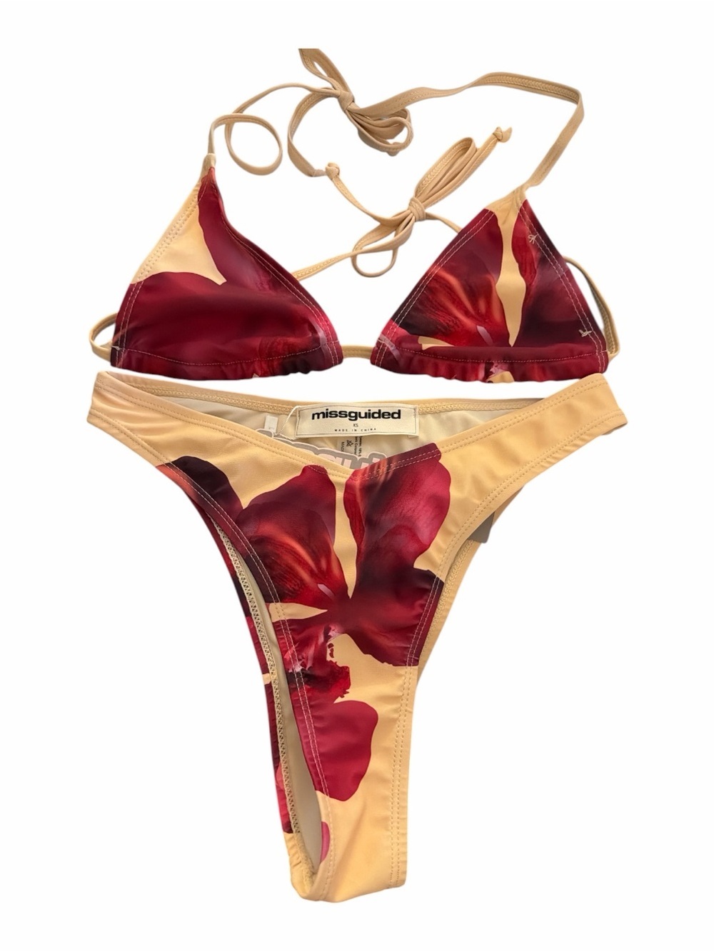 MISSGUIDED Tropical Floral Print Triangle Bikini Set NWT